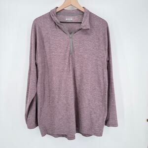 Falls Creek Mens L Burgundy Heather 1/4 Zip Performance Pullover Top Casual EUC